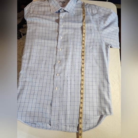 Coppley Men's Blue Check Pattern Button Down Point Collar Tailor Made Shirt - Picture 12 of 16